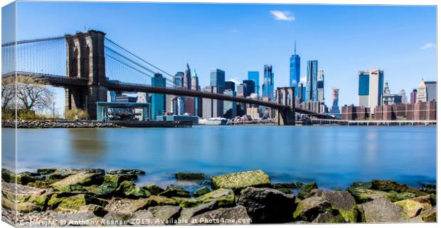 Brooklyn Bridge and NYC Skyline Canvas Print by Anthony Rosner