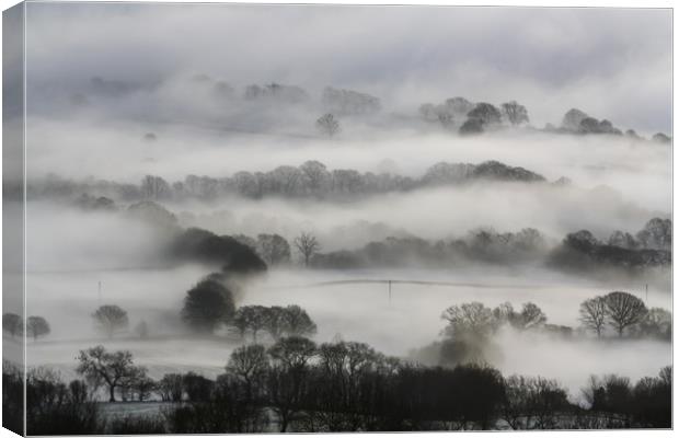 Looking down on Castlemorton Common from the Malve Canvas Print by David Wall