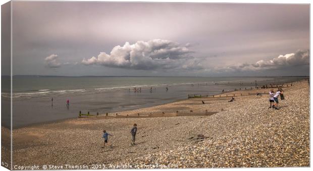 East Wittering Beach - Cloudy Day Canvas Print by Steve Thomson