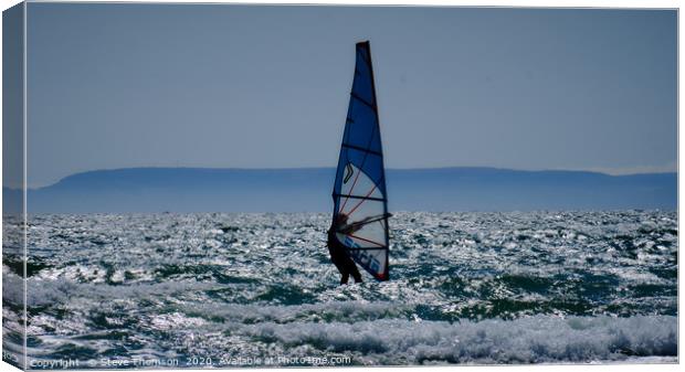 Blue Hour Windsurfer Canvas Print by Steve Thomson