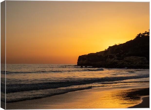 Falesia Beach sunset in Portugal Canvas Print by Tony Twyman