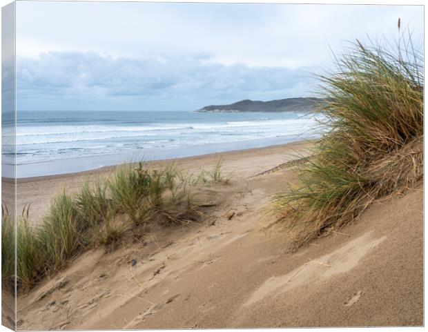 Woolacombe beach sand dunes Canvas Print by Tony Twyman