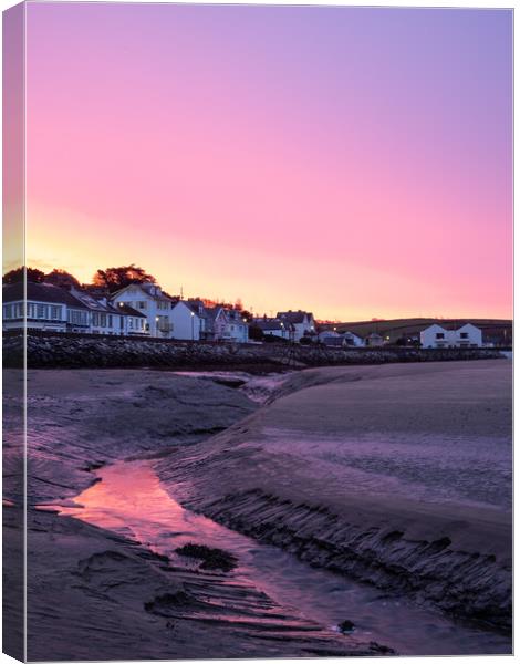 Instow sunrise at Low tide Canvas Print by Tony Twyman
