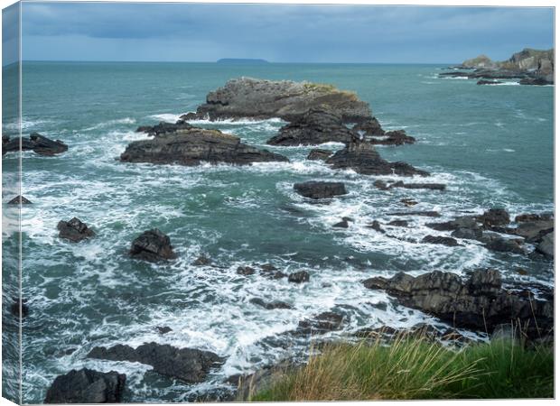 Moody Hartland Coast Canvas Print by Tony Twyman