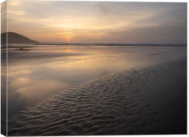 Beautiful textures on Westward Ho beach Canvas Print by Tony Twyman