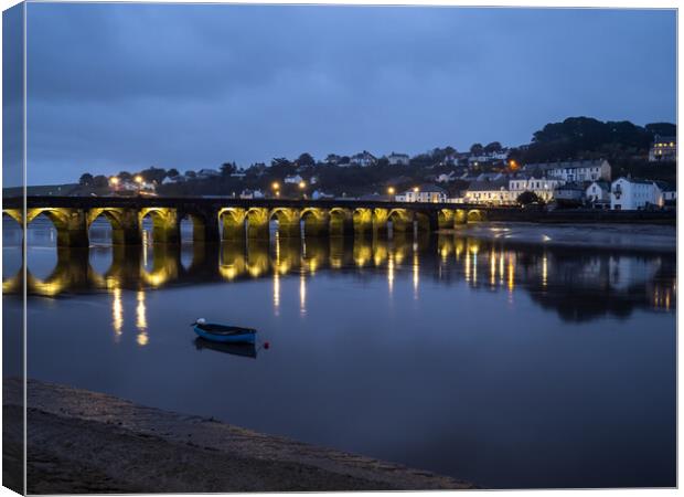 Bideford Long Bridge at Dawn Canvas Print by Tony Twyman