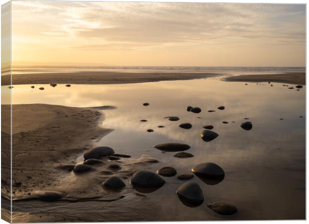 Sunset Pebbles Canvas Print by Tony Twyman