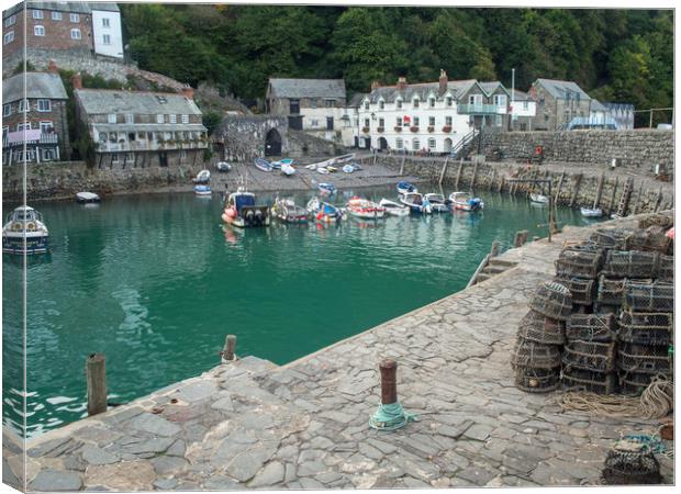 The timeless Clovelly quayside in North Devon Canvas Print by Tony Twyman