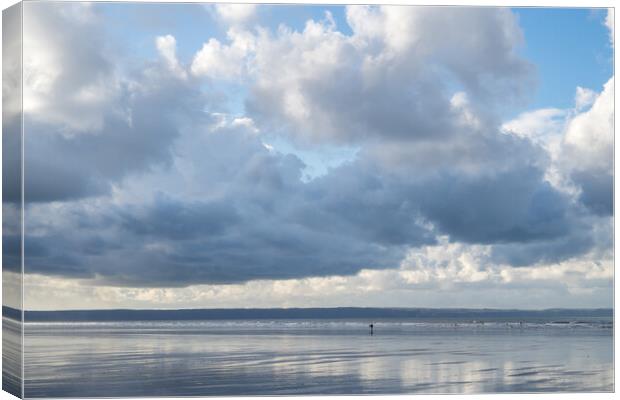 Big Moody sky at Saunton Beach Canvas Print by Tony Twyman