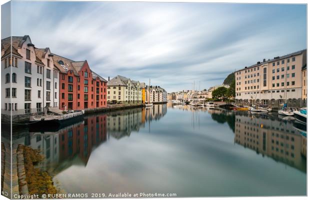 Art Nouveau buildings in Alesund, Norway. Canvas Print by RUBEN RAMOS