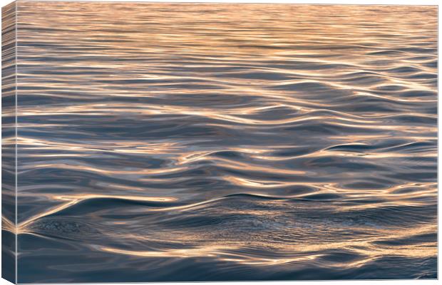 Close-up of soft sea waves at sea at sunset gold h Canvas Print by RUBEN RAMOS
