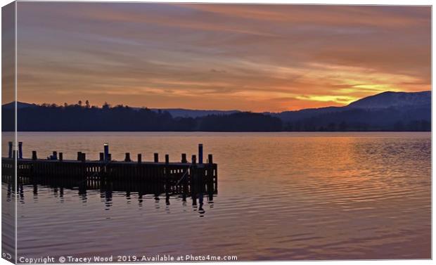            Sunset on Lake Windermere               Canvas Print by Tracey Wood