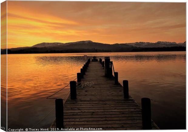            Sunset on the Jetty , Ambleside.        Canvas Print by Tracey Wood