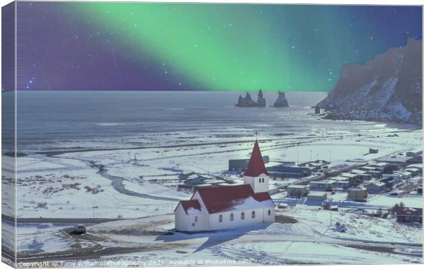 Church at Vik Canvas Print by Tony Williams. Photography email tony-williams53@sky.com