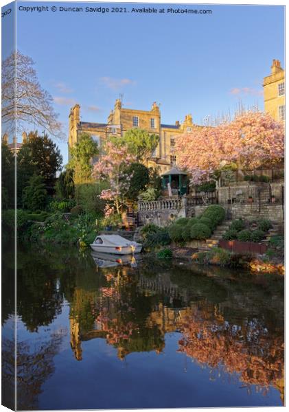 Spring reflections along the Kennett and Avon cana Canvas Print by Duncan Savidge