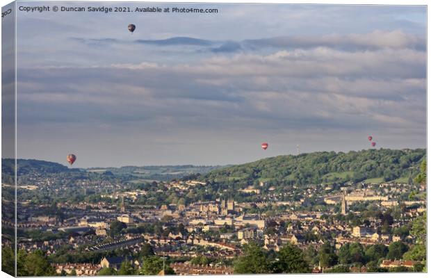 Hot air balloons over Bath Canvas Print by Duncan Savidge