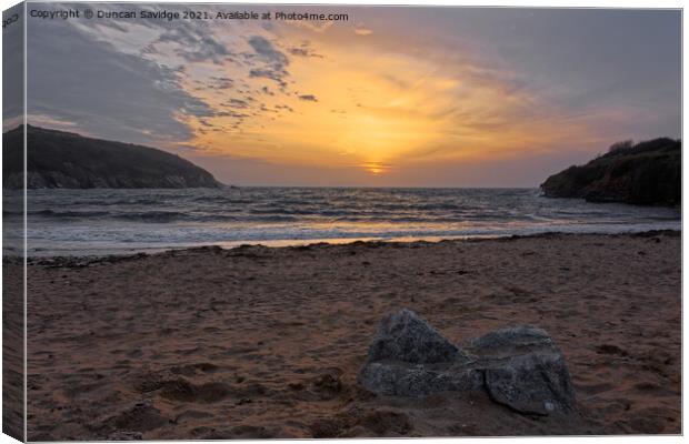 Maenporth beach sunrise, cornwall Canvas Print by Duncan Savidge