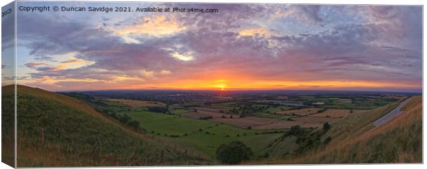 Sunset at Westbury White Horse panoramic Canvas Print by Duncan Savidge