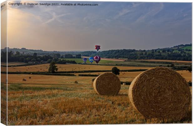 Maize Field hot air balloon launch near Bath Canvas Print by Duncan Savidge