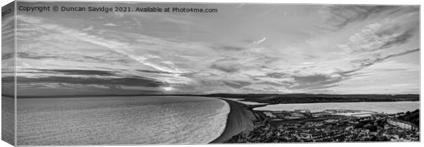 Portland heights sunset chesil beach black and white Canvas Print by Duncan Savidge