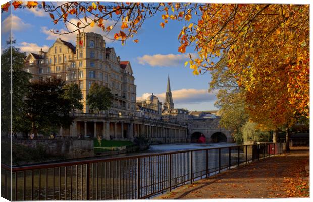Golden Autumn in Bath by the river Canvas Print by Duncan Savidge