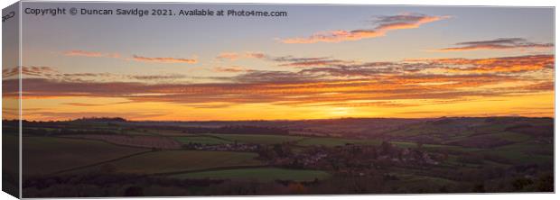 Mendip sunset over Englishcombe Canvas Print by Duncan Savidge