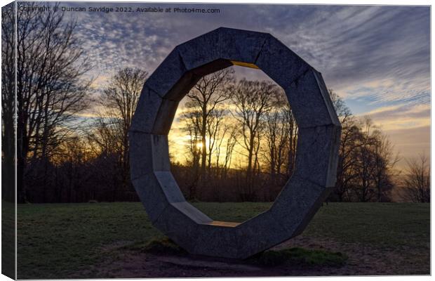Golden Hour at Heaven's Gate Longleat rings / sculptures  Canvas Print by Duncan Savidge