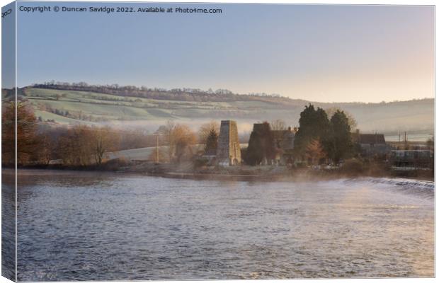 Kelston Mill misty frosty morning sun rise Canvas Print by Duncan Savidge