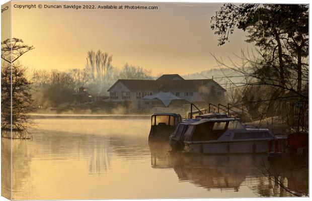 River Avon at Saltford frosty morning misty sunrise  Canvas Print by Duncan Savidge