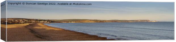 Weymouth Cliffs panoramic golden hour Canvas Print by Duncan Savidge