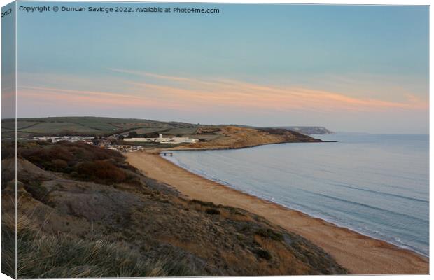 Sunset at Bowleaze Cove Weymouth Canvas Print by Duncan Savidge
