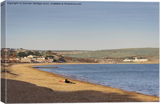 Greenhill beach Weymouth at golden hour Canvas Print by Duncan Savidge