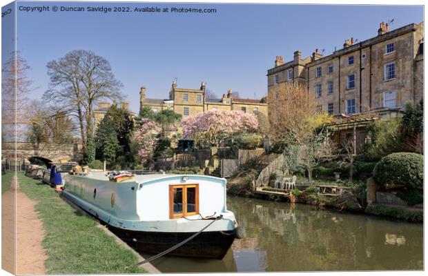 Spring along the Kennet and Avon canal in Bath Canvas Print by Duncan Savidge