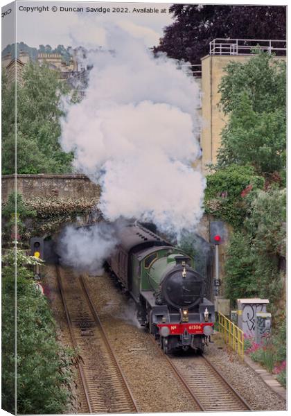 Mayflower steam train leaving Bath Canvas Print by Duncan Savidge