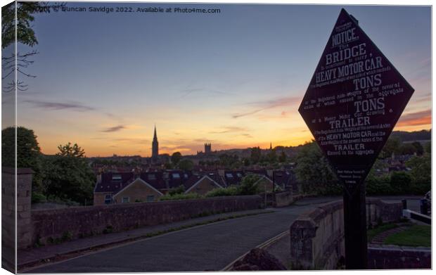 Sunset and signs over Bath lower skyline Canvas Print by Duncan Savidge