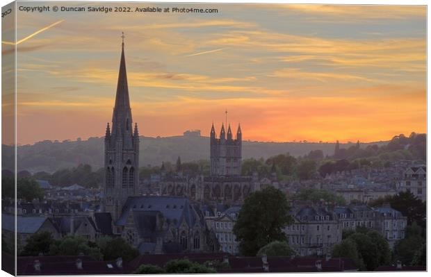 Bath lower skyline at sunset Canvas Print by Duncan Savidge