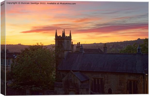 Beautiful sunset 🌇 over St Mary Magdalene’s Chapel in Bath Canvas Print by Duncan Savidge