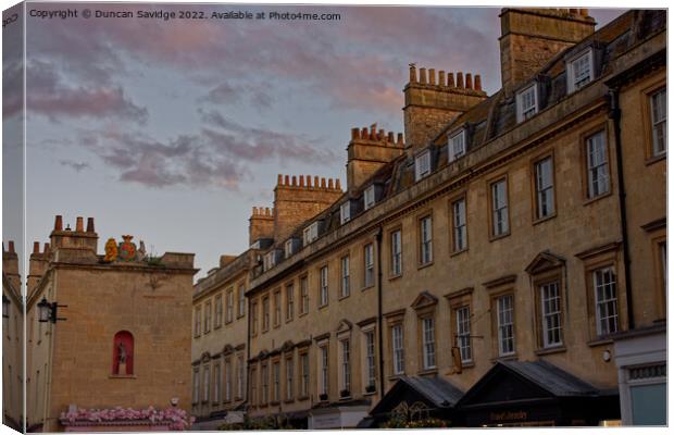 Sunset over Old Bond Street Bath Canvas Print by Duncan Savidge