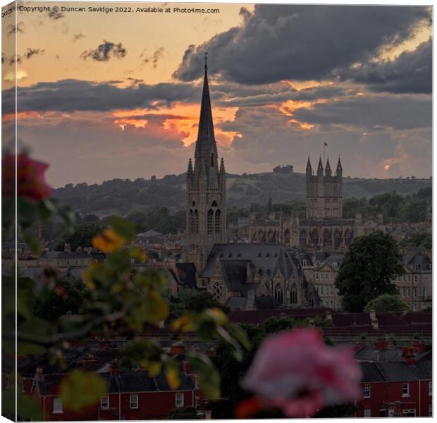 Bath skyline moody sunset Square Canvas Print by Duncan Savidge