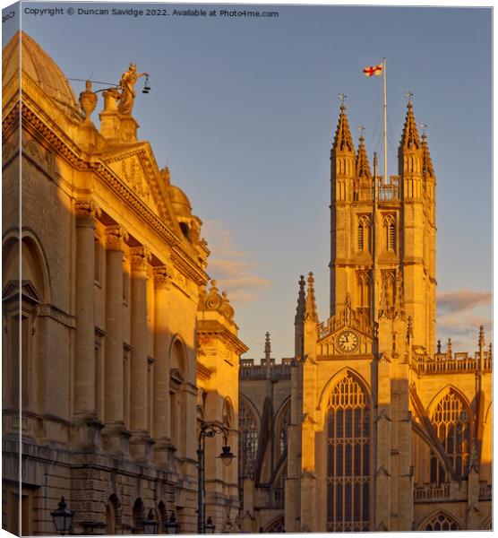 Bath Abbey and Guild Hall Golden Glow Canvas Print by Duncan Savidge