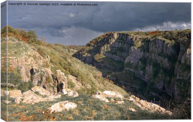 Moody Early Autumn day at Cheddar Gorge Canvas Print by Duncan Savidge