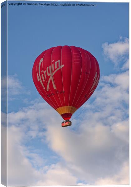 Virgin Balloon flights Canvas Print by Duncan Savidge