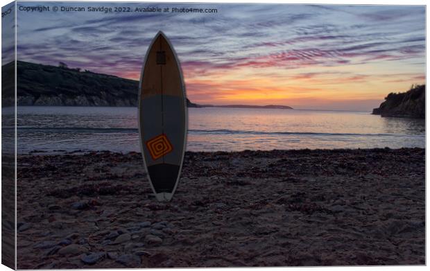 Maenporth beach paddleboard sunrise  Canvas Print by Duncan Savidge