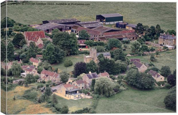 Englishcombe village from the air Canvas Print by Duncan Savidge
