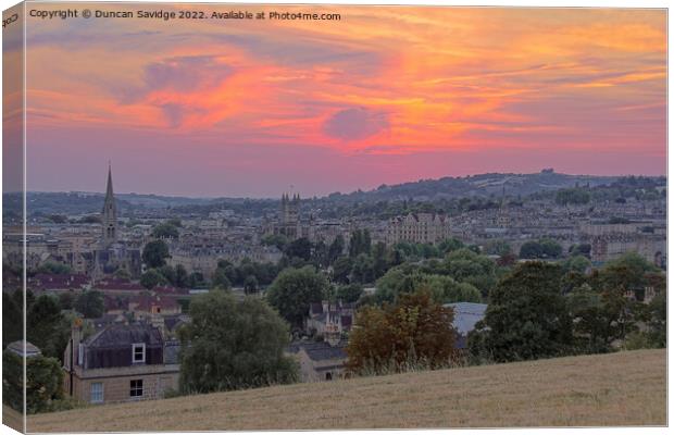 Sunset over Bath skyline Canvas Print by Duncan Savidge