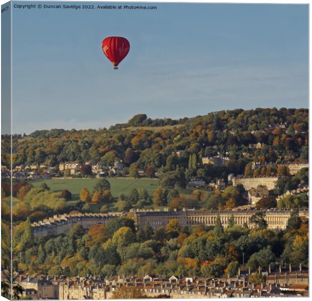 Virgin Balloon flight over Bath Canvas Print by Duncan Savidge