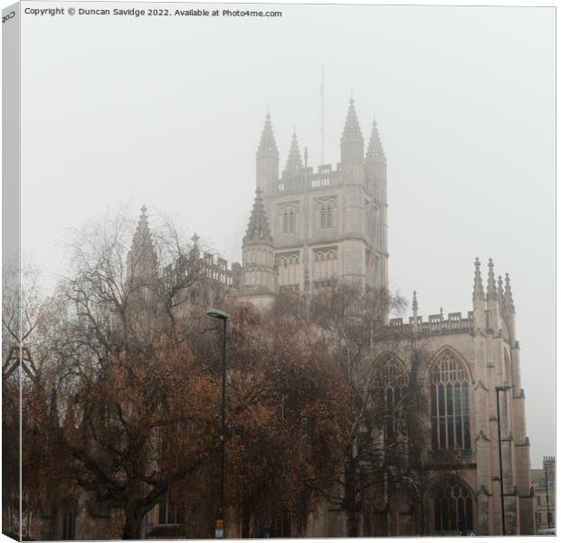 Bath Abbey in the fog Canvas Print by Duncan Savidge