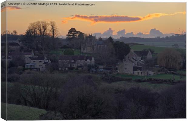 St Peters Church Englishcombe sunset Canvas Print by Duncan Savidge