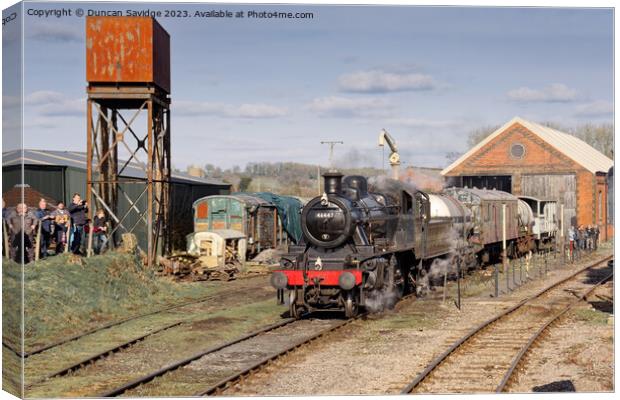 Ivatt 46447 at East Somerset Railway on a freight train Canvas Print by Duncan Savidge