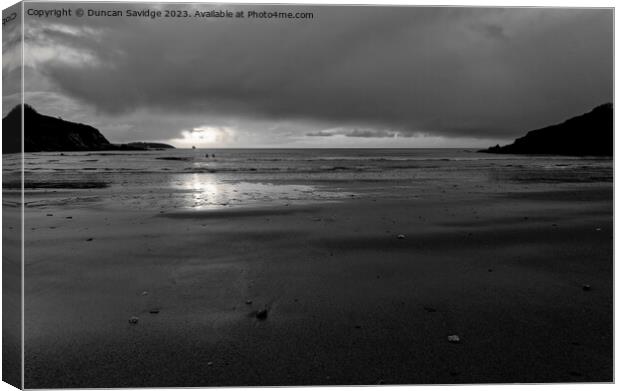 Black and white Cornish sunrise  Canvas Print by Duncan Savidge